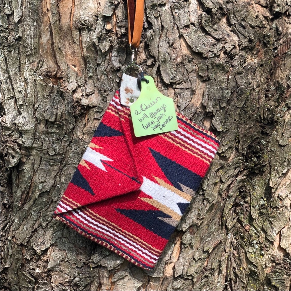 Custom handmade Navajo saddle blanket clutch